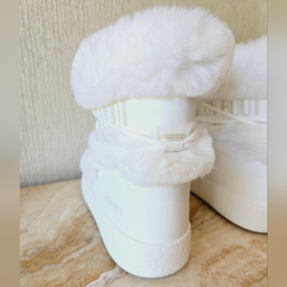 Moon Boot LTrack Faux Fur Boots Moon Boots L Track White Fur Winter Snow Boot - Picture 11 of 16